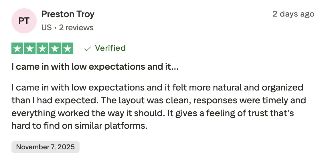 Trustpilot review 1